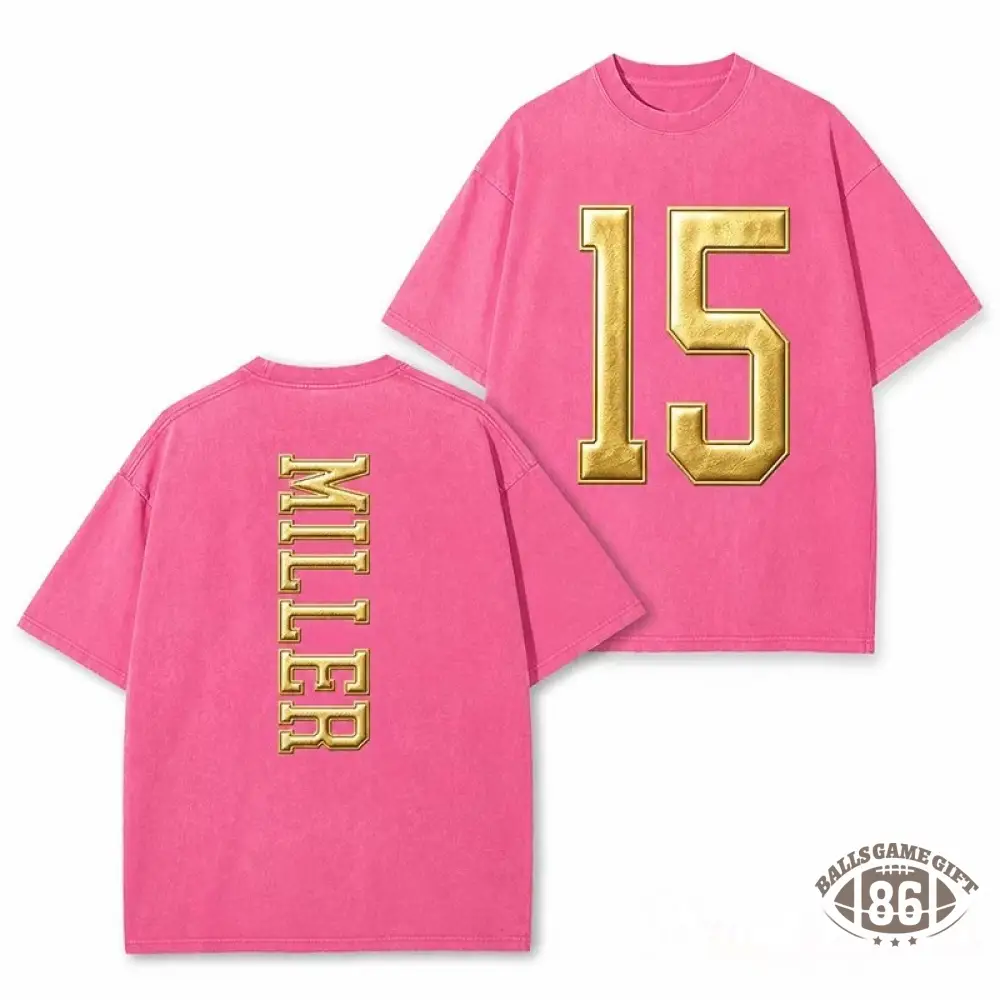 Custom Metallic Puff Varsity Number and Custom Name on Back Washed T-Shirt