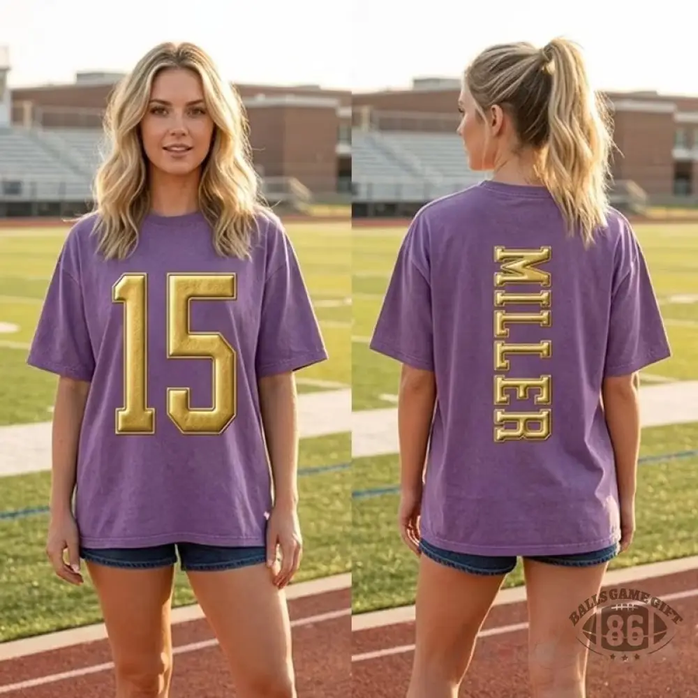 Custom Metallic Puff Varsity Number and Custom Name on Back Washed T-Shirt