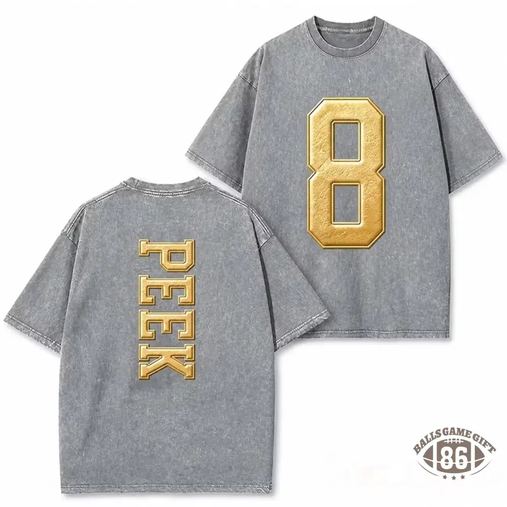 Custom Metallic Puff Varsity Number and Custom Name on Back Washed T-Shirt