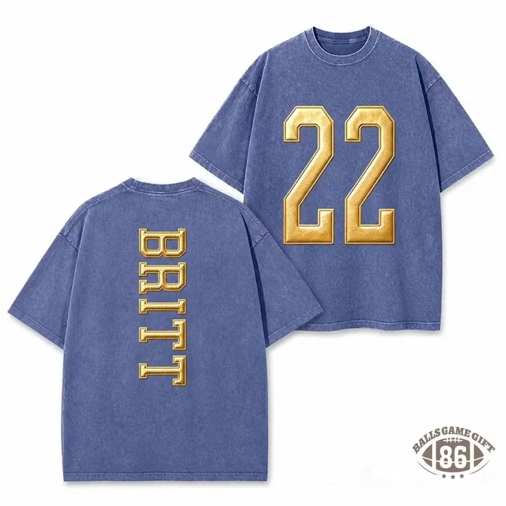 Custom Metallic Puff Varsity Number and Custom Name on Back Washed T-Shirt