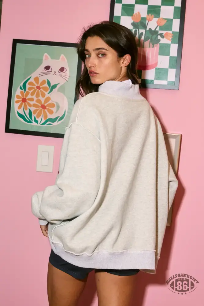 Custom Minimal Retro Georgia Oversized Varsity Crewneck Sweatshirt