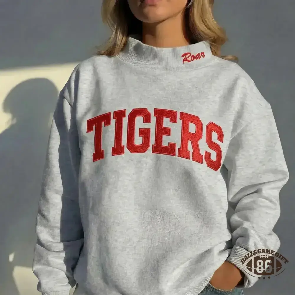 Custom Embroidered Mock Neck Team Name Sweatshirt Gifts for Sports Fans