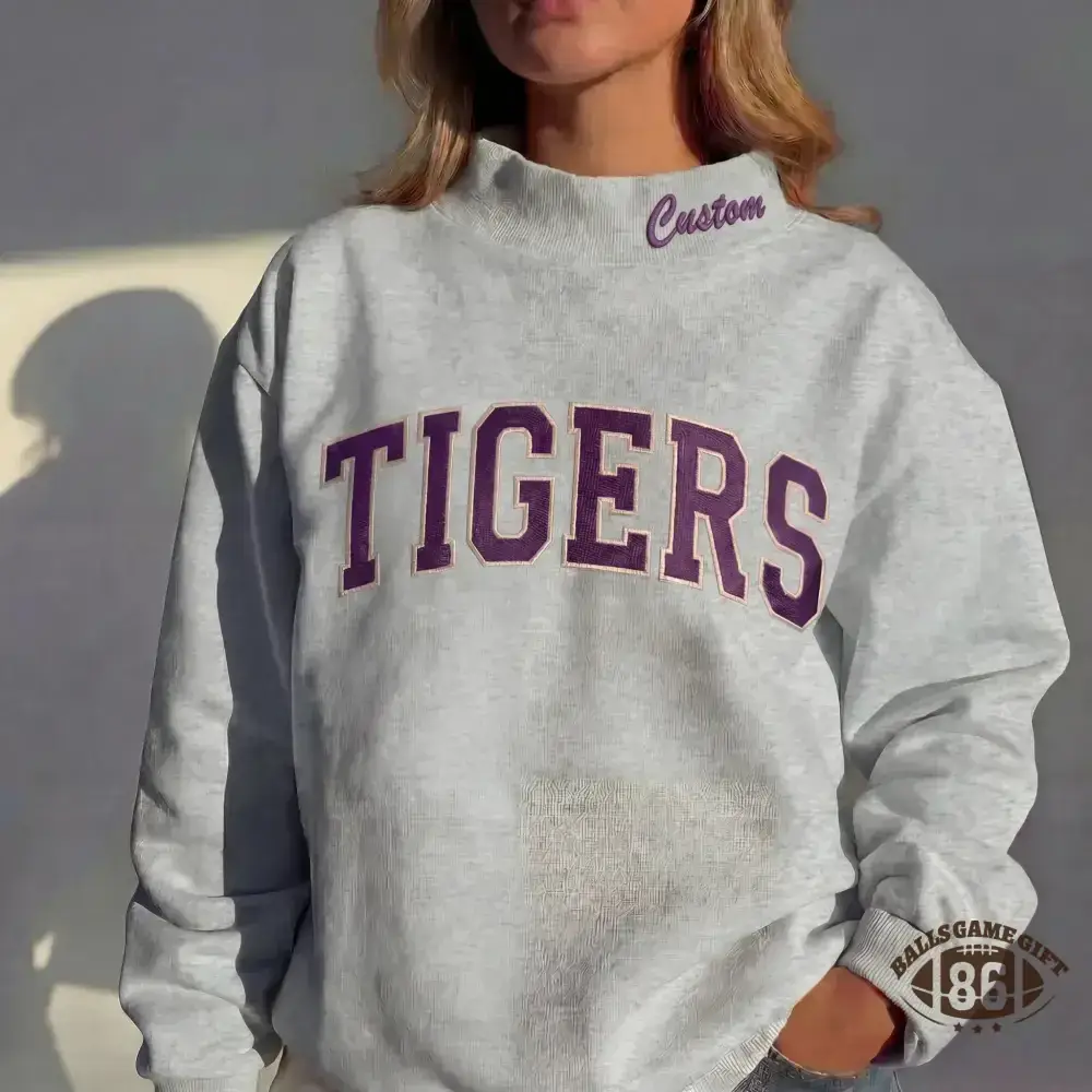 Custom Embroidered Mock Neck Team Name Sweatshirt Gifts for Sports Fans