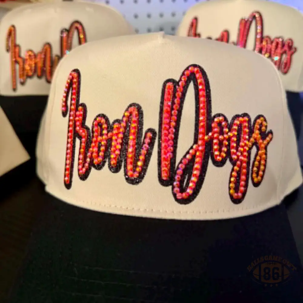 Custom Name Rhinestone Trucker Hat Two Tone Cream Green Baseball Cap Personalized Script Bling Hat