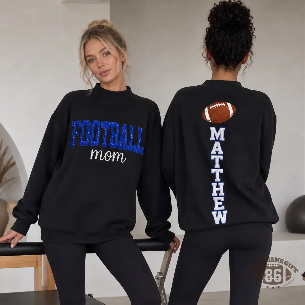 Custom Name Sparkle Bow Back Print Casual Oversized Mock Neck Sweatshirt Gift for Cheer Moms 