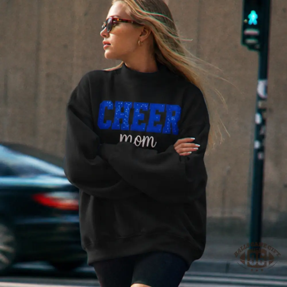 Custom Name Sparkle Bow Back Print Casual Oversized Mock Neck Sweatshirt Gift for Cheer Moms 