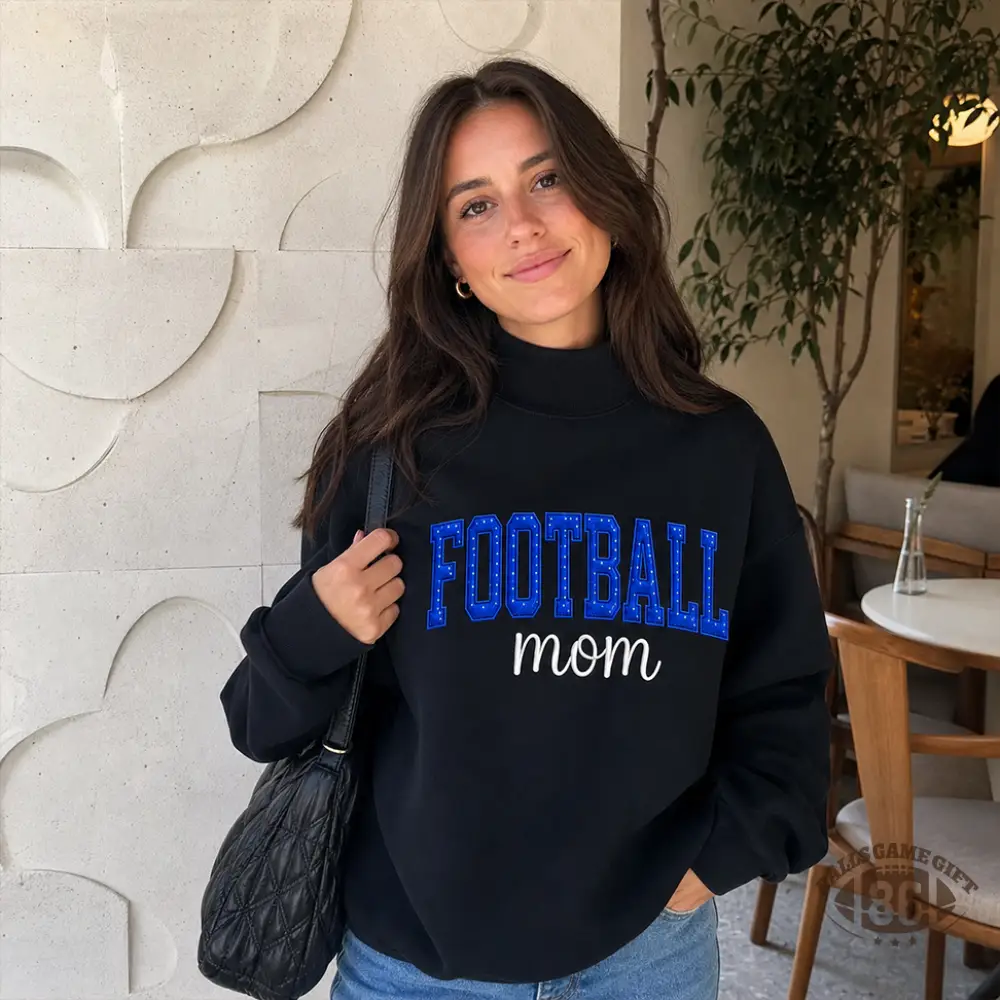 Custom Name Sparkle Bow Back Print Casual Oversized Mock Neck Sweatshirt Gift for Cheer Moms 