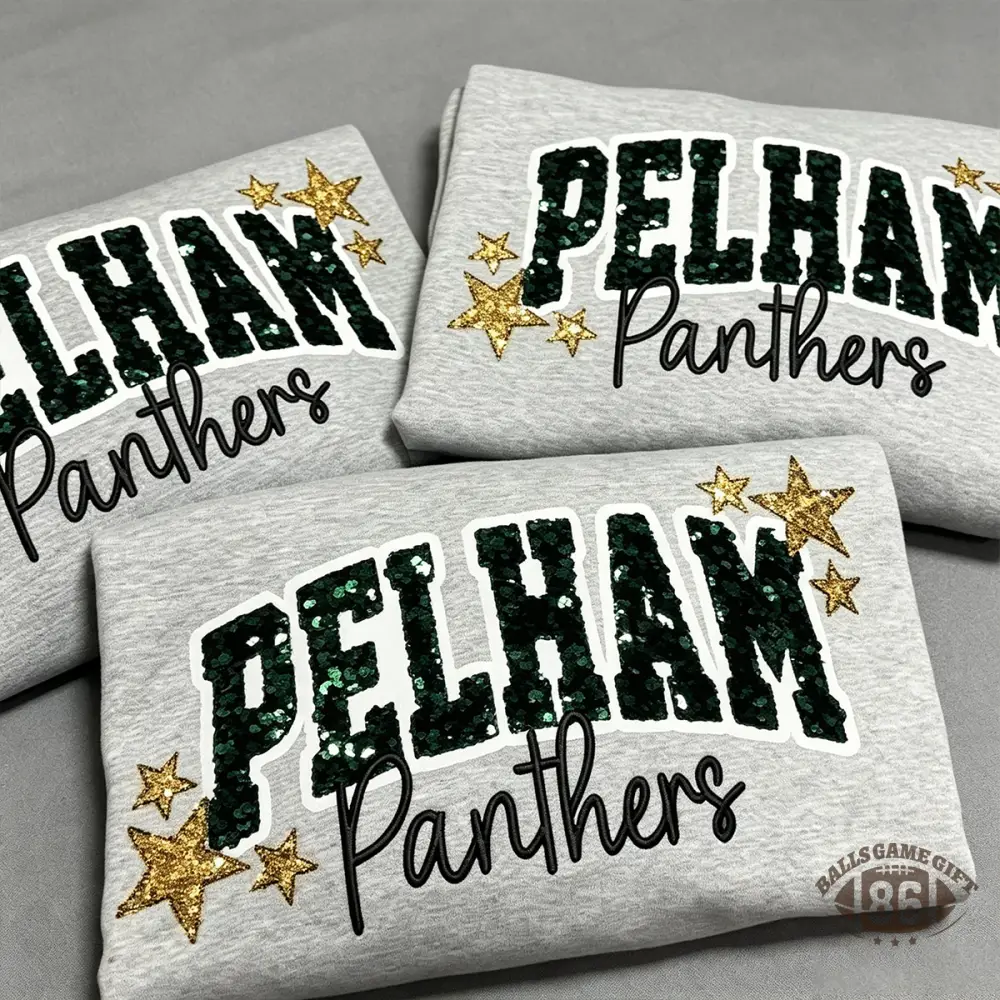  Custom Pelham Panthers Vintage Crewneck Sweatshirt, Glitter Star Game Day Pullover