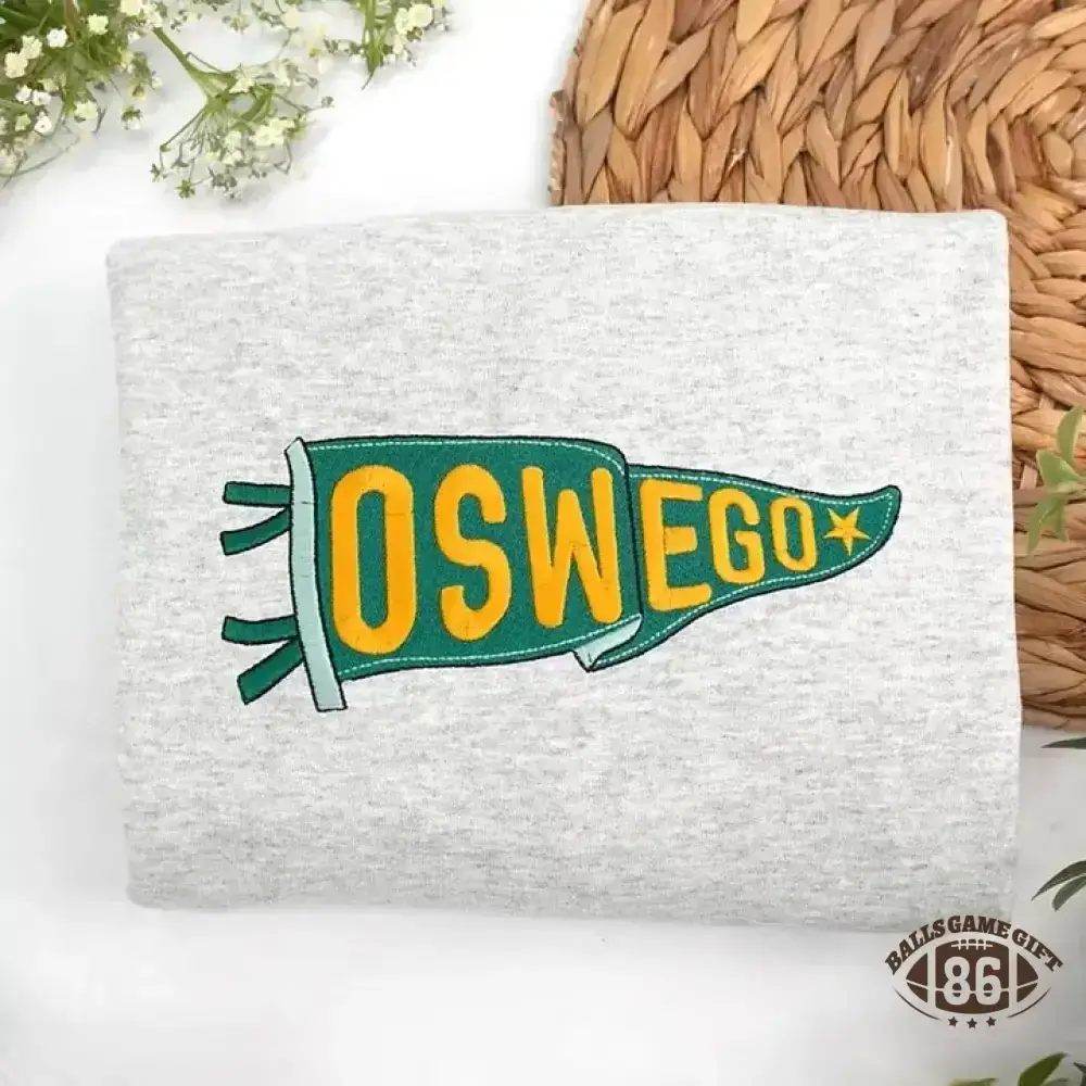 Custom Pennant Embroidered Sweatshirt - Personalized Team & School Spirit Crewneck