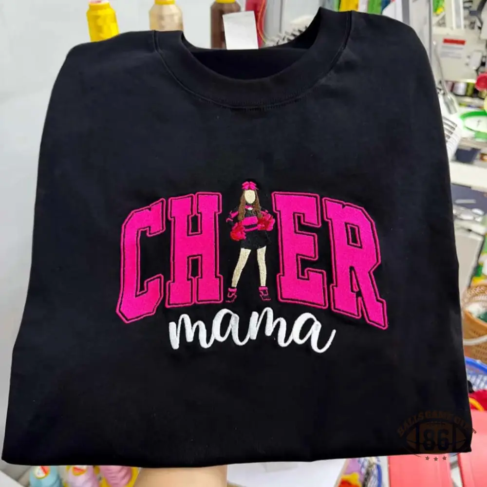 Custom Photo Cheer Mama Shirt, Personalized Cheerleader Mom Tee, Side Bow Sweatshirt Game Day