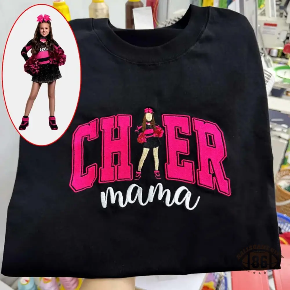 Custom Photo Cheer Mama Shirt, Personalized Cheerleader Mom Tee, Side Bow Sweatshirt Game Day