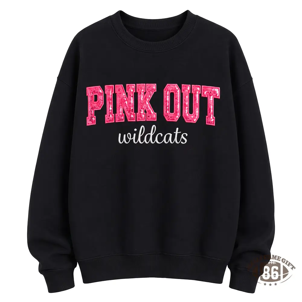 Custom Pink Out Game Day Sweatshirt | Personalized Name & Sequin Bow Crewneck, Breast Cancer Awareness Football Crewneck