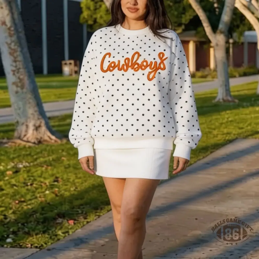 Custom Polka Dot Chenille Cowboys Game Day Crewneck Game Day Team Style