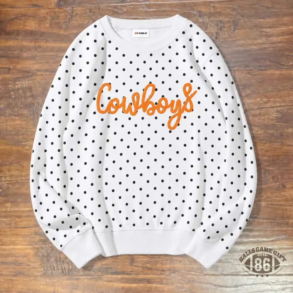Custom Polka Dot Chenille Cowboys Game Day Crewneck Game Day Team Style