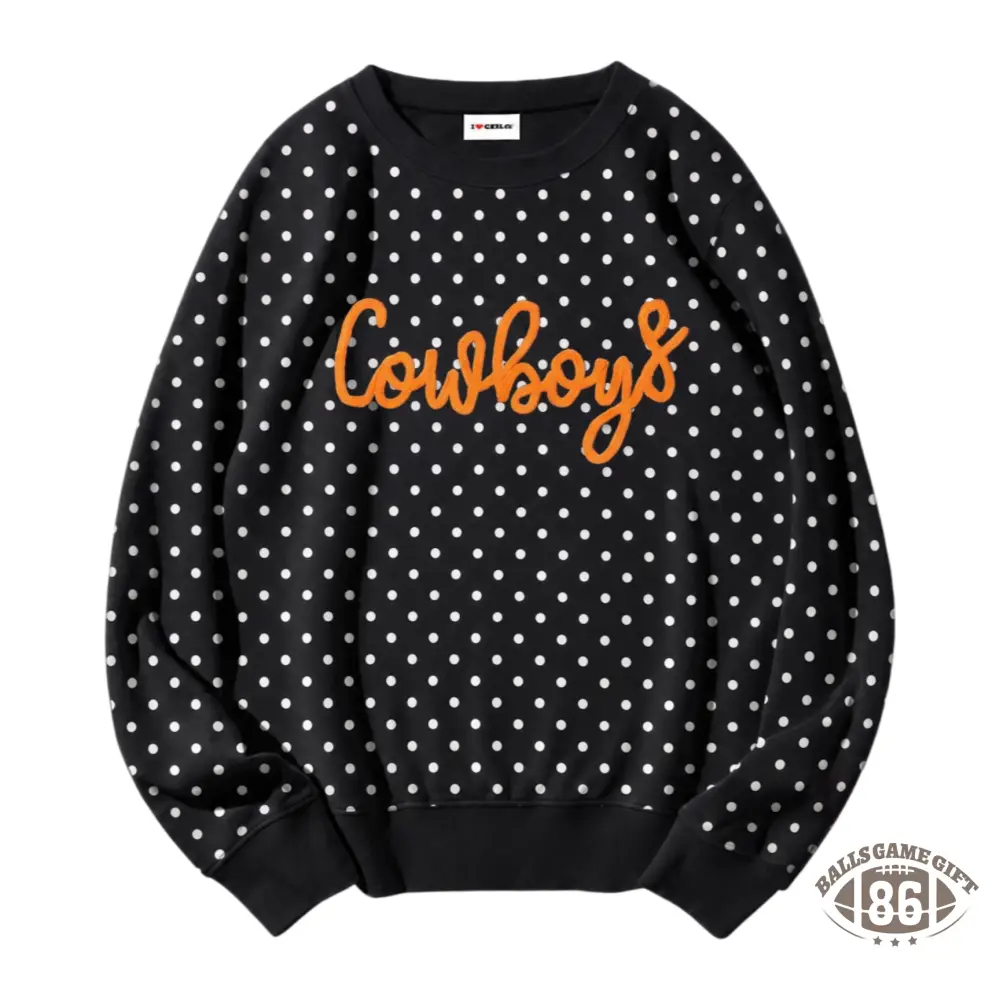 Custom Polka Dot Chenille Cowboys Game Day Crewneck Game Day Team Style