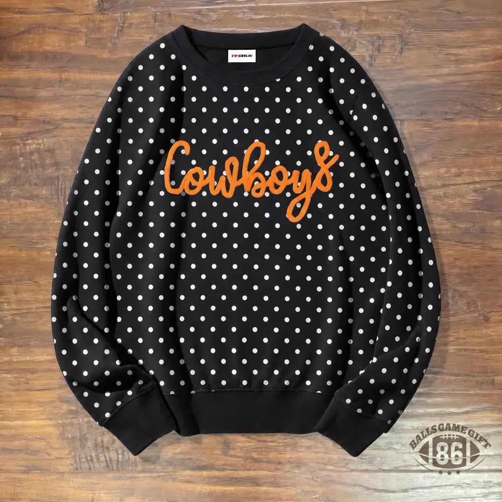 Custom Polka Dot Chenille Cowboys Game Day Crewneck Game Day Team Style