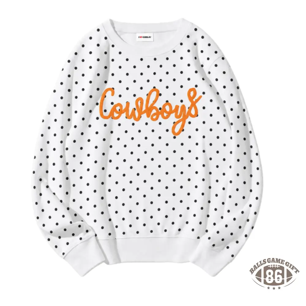 Custom Polka Dot Chenille Cowboys Game Day Crewneck Game Day Team Style