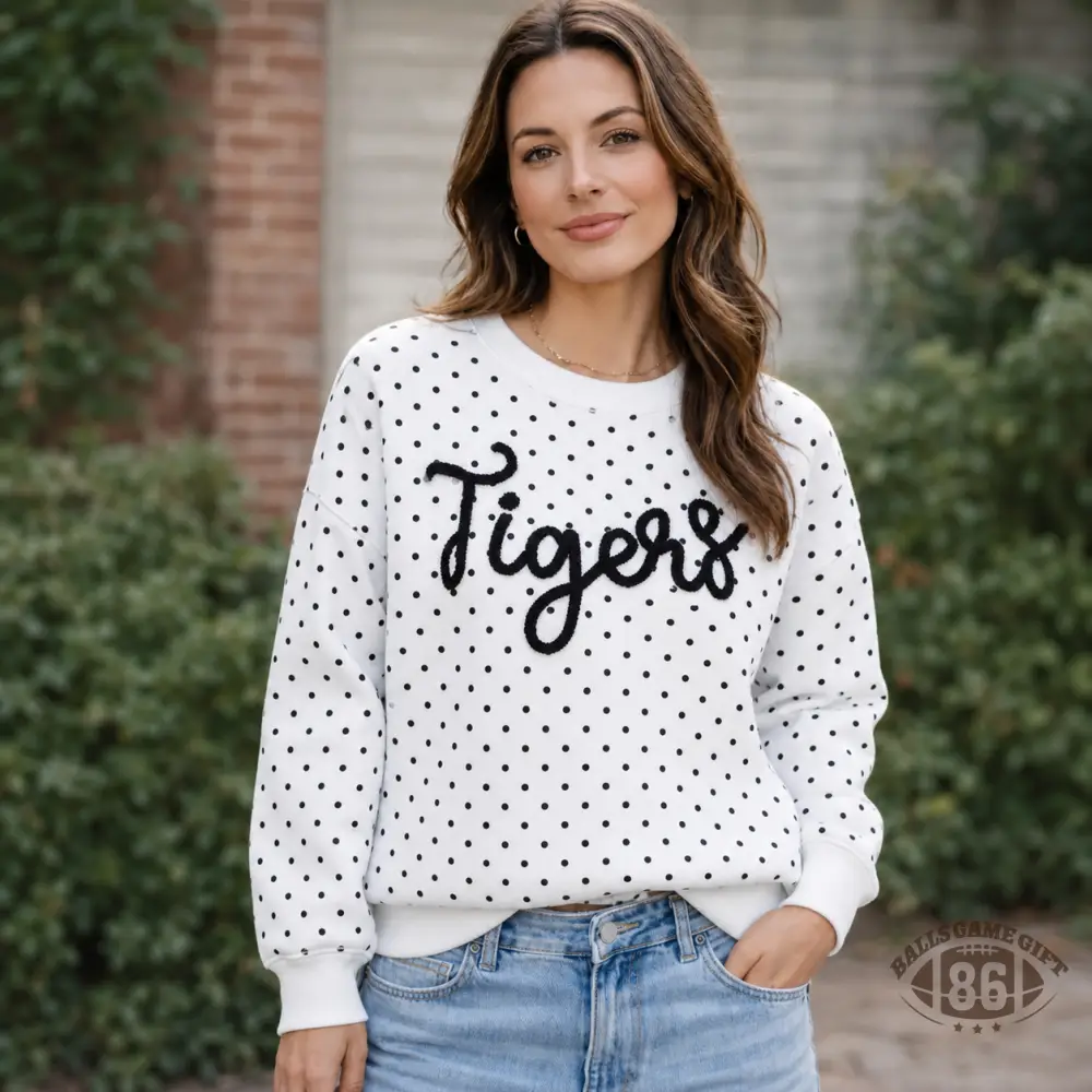 Custom Polka Dot Chenille Cowboys Game Day Crewneck Game Day Team Style