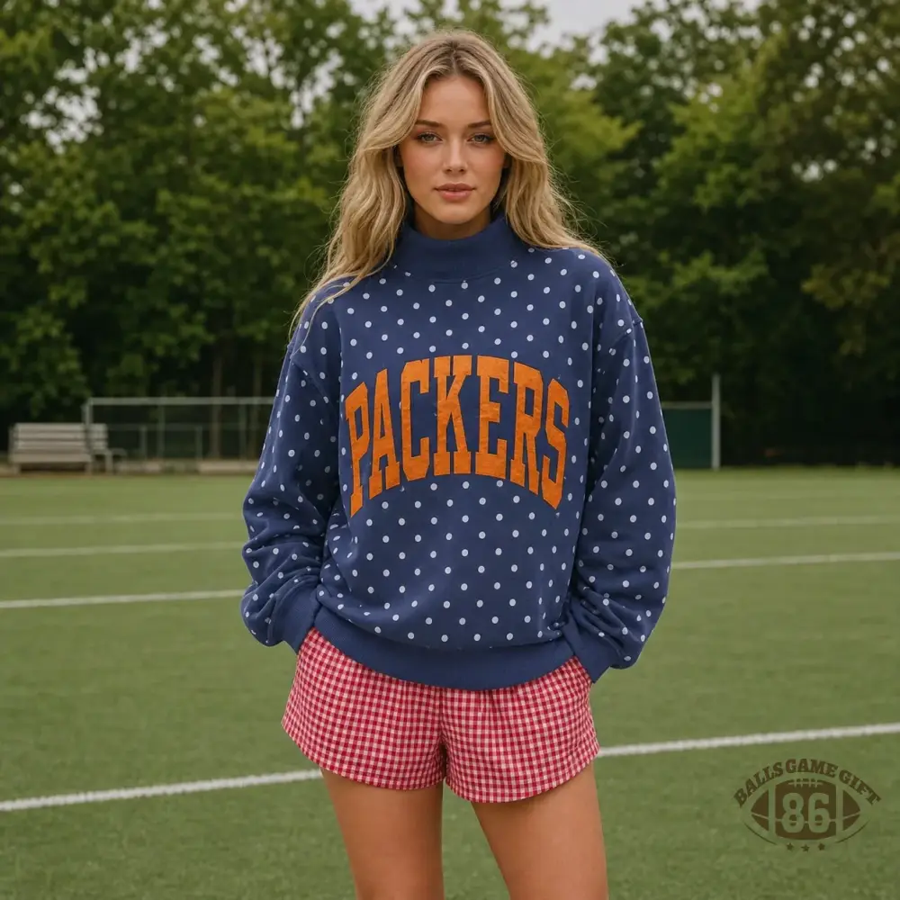 Custom Polka Dot Game Day Mock Neck Sweatshirt, Personalized Team Name Varsity Pullover