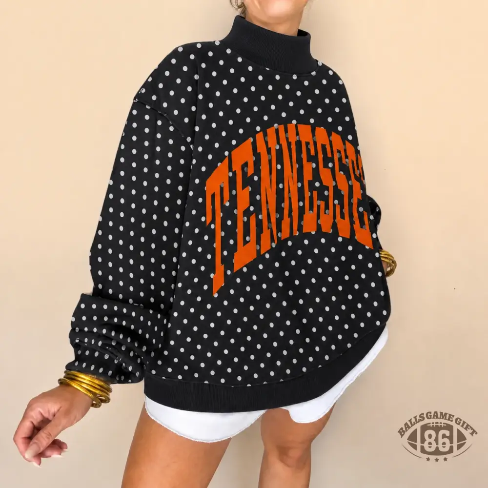Custom Polka Dot Game Day Mock Neck Sweatshirt, Personalized Team Name Varsity Pullover