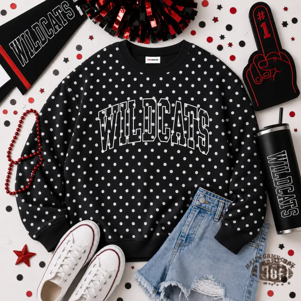 Custom Retro Polka‑dot Print Sweatshirt, Oversized Casual Streetwear Top