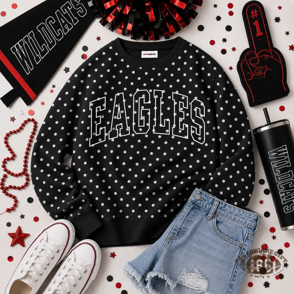 Custom Retro Polka‑dot Print Sweatshirt, Oversized Casual Streetwear Top