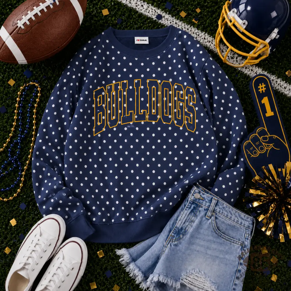 Custom Retro Polka‑dot Print Sweatshirt, Oversized Casual Streetwear Top