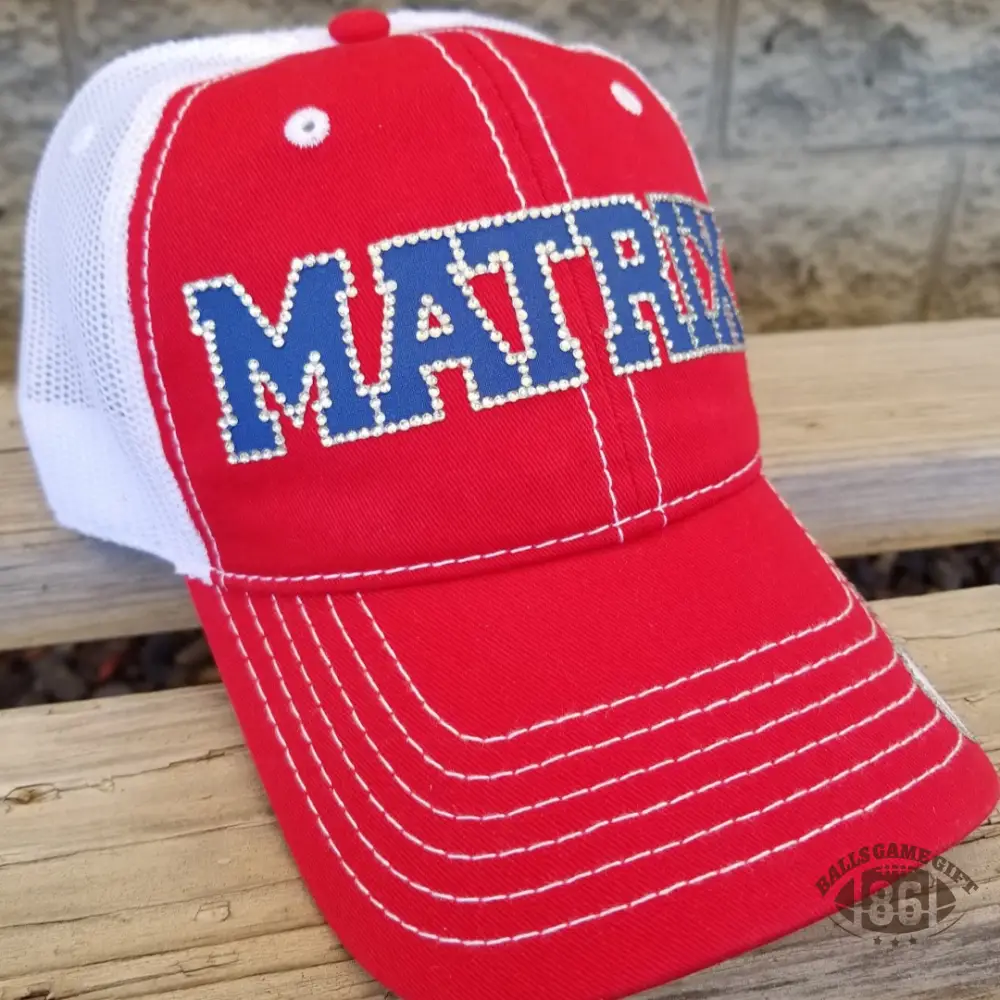 Custom Rhinestone Distressed Mesh Trucker Cap style Baseball Team Hat