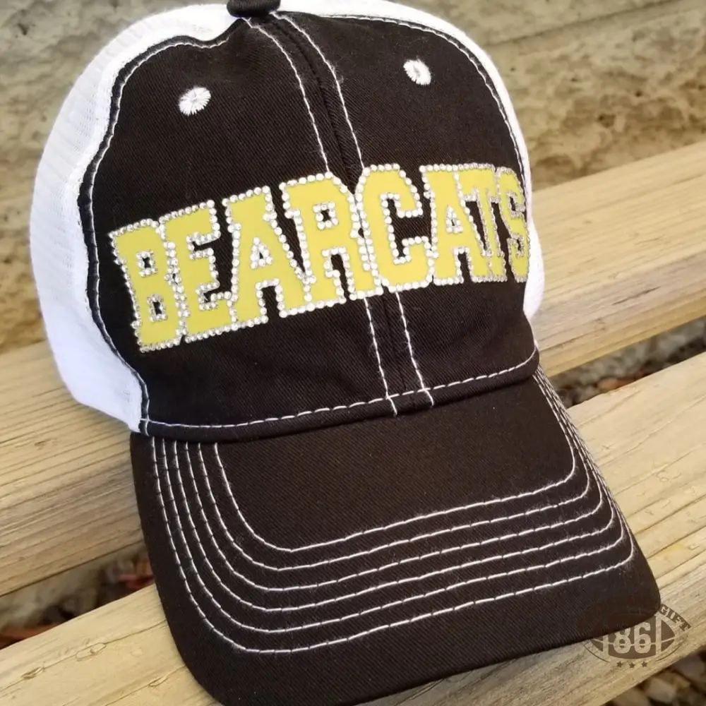 Custom Rhinestone Distressed Mesh Trucker Cap style Baseball Team Hat