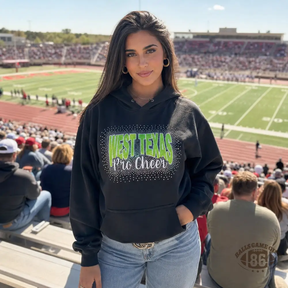 Custom Rhinestone Game Day Hoodie & T‑Shirt Set | Custom Cheer Squad Name Stadium Apparel