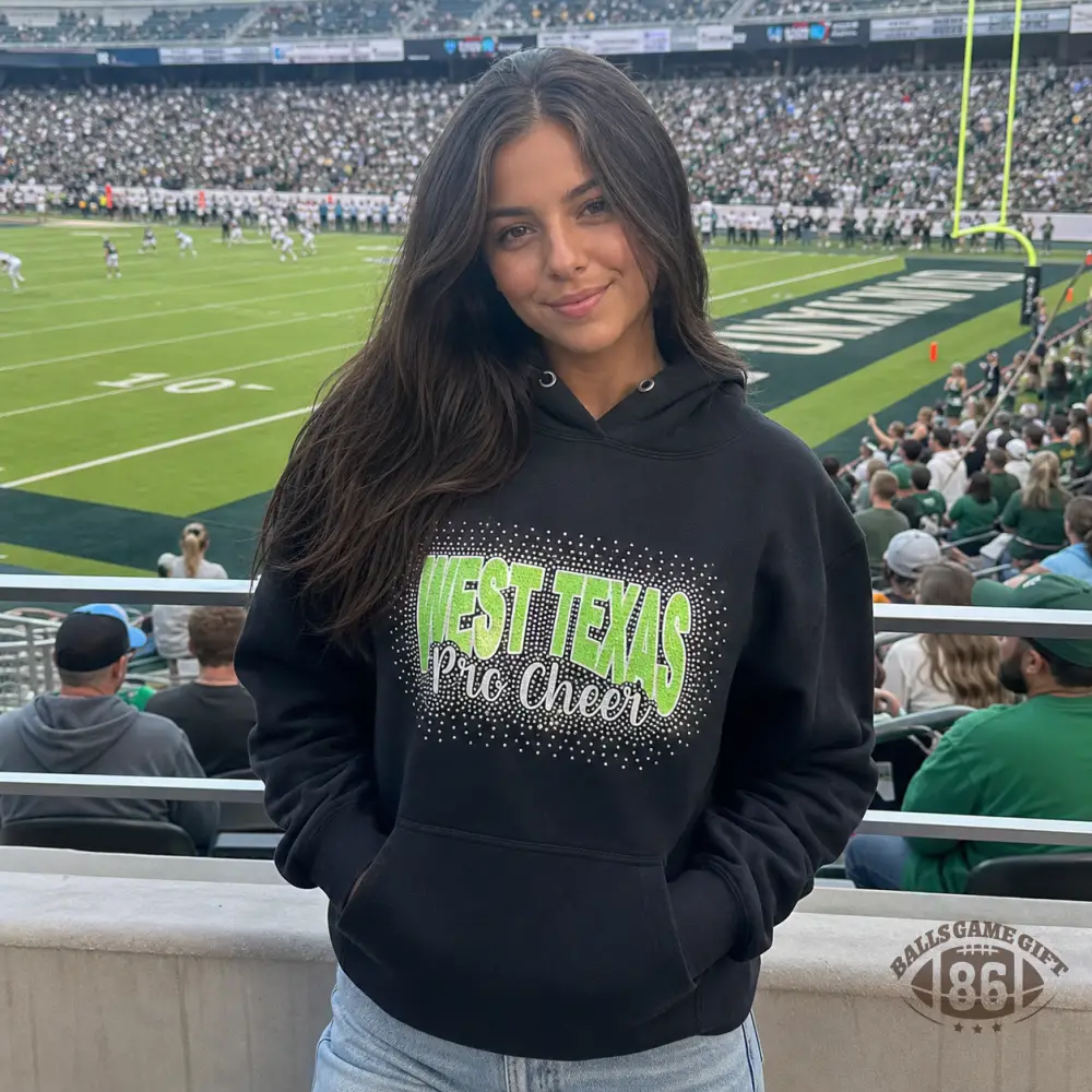 Custom Rhinestone Game Day Hoodie & T‑Shirt Set | Custom Cheer Squad Name Stadium Apparel