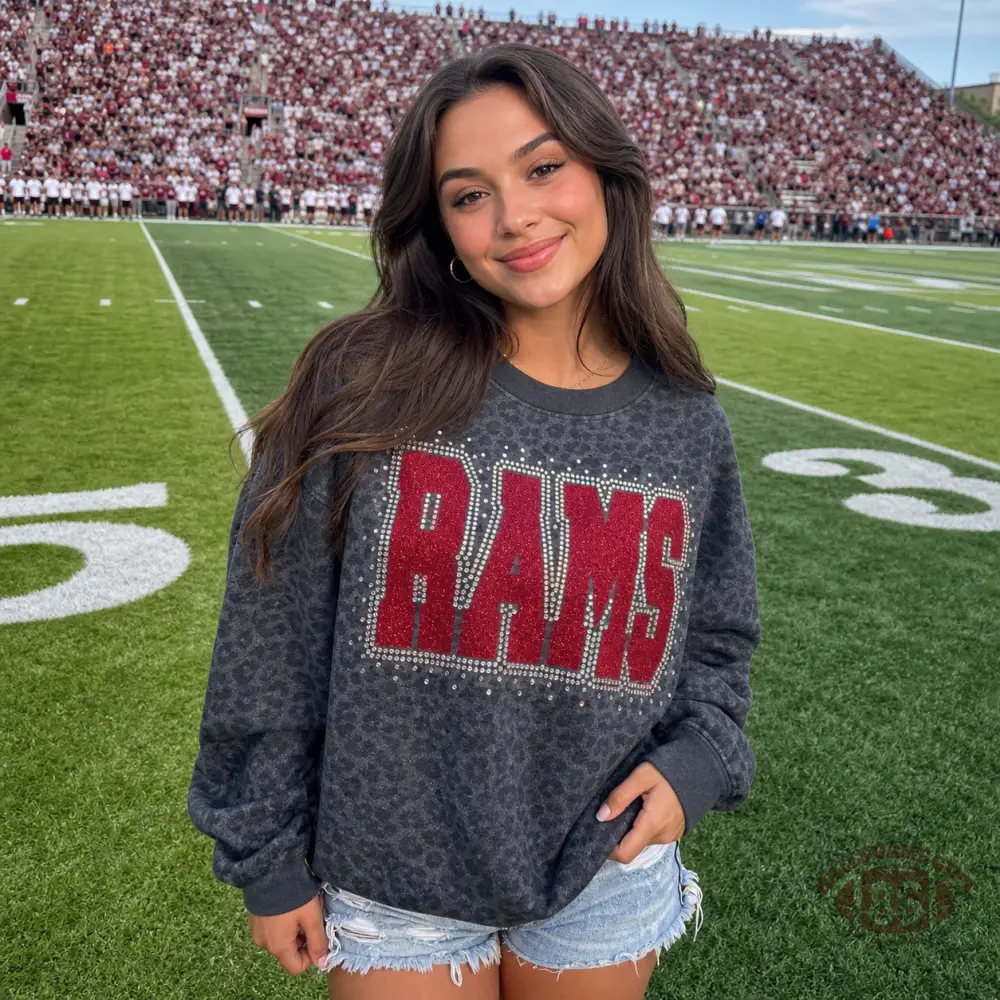 Custom Rhinestones Football Team Letter Game Day Sweatshirt