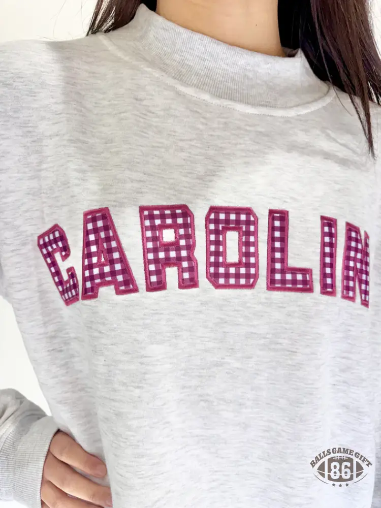 Custom School Gingham Fabric Appliqué Mockneck Design ✨