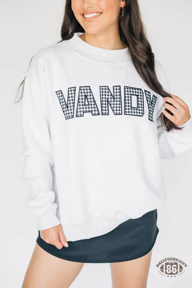 Custom School Gingham Fabric Appliqué Mockneck Design ✨