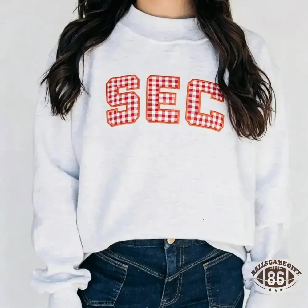 Custom School Gingham Fabric Appliqué Mockneck Design ✨
