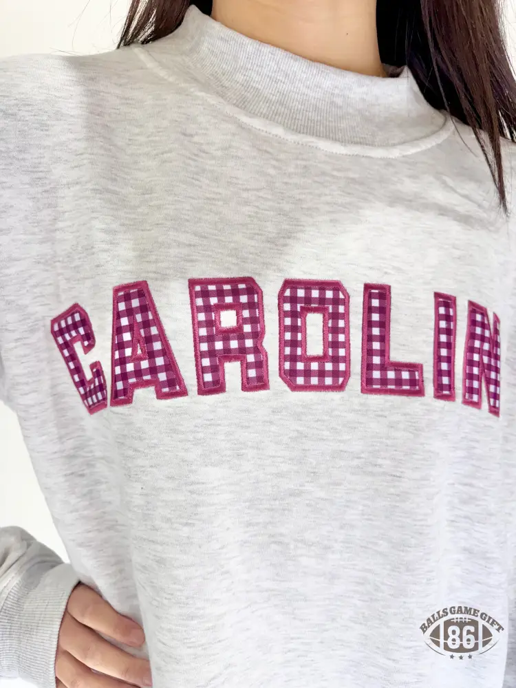 Custom School Gingham Fabric Appliqué Mockneck Design ✨