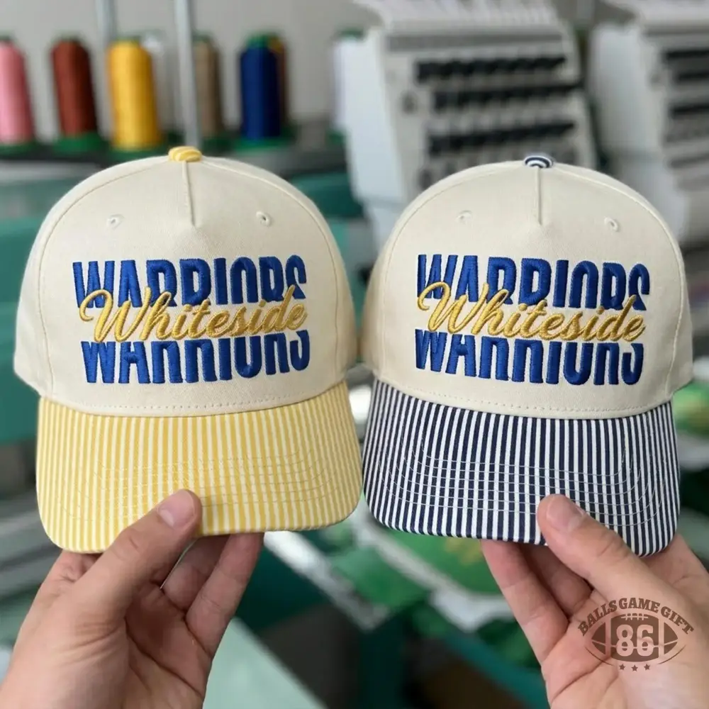 Custom School Mascot Embroidered Striped Cap Personalized Team Spirit Hat