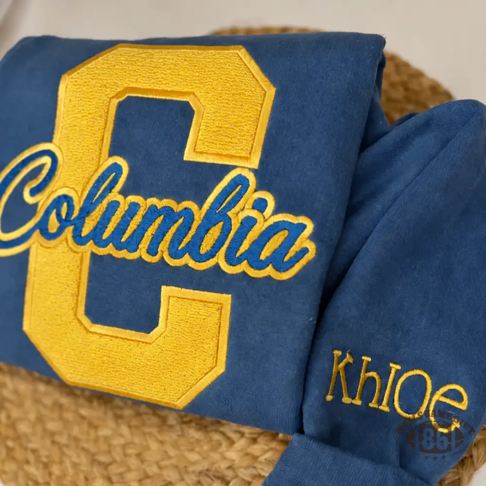 Custom School Name Embroidered Crewneck | College Style Game Day Pullover | School Spirit Gift