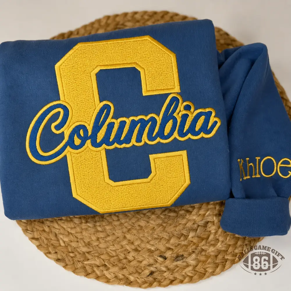 Custom School Name Embroidered Crewneck | College Style Game Day Pullover | School Spirit Gift