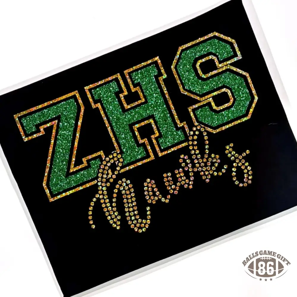 Custom School Name Shirt with Rhinestones and Glitter
