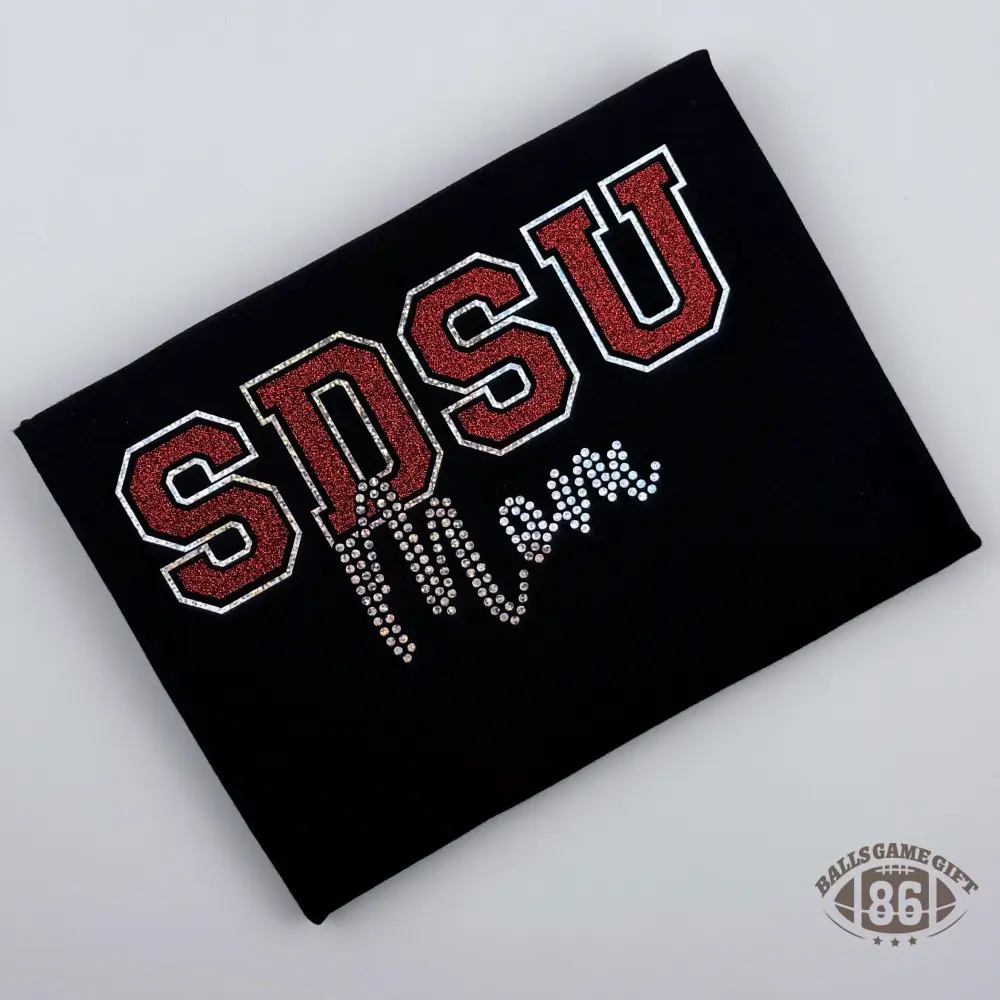 Custom School Name Shirt with Rhinestones and Glitter
