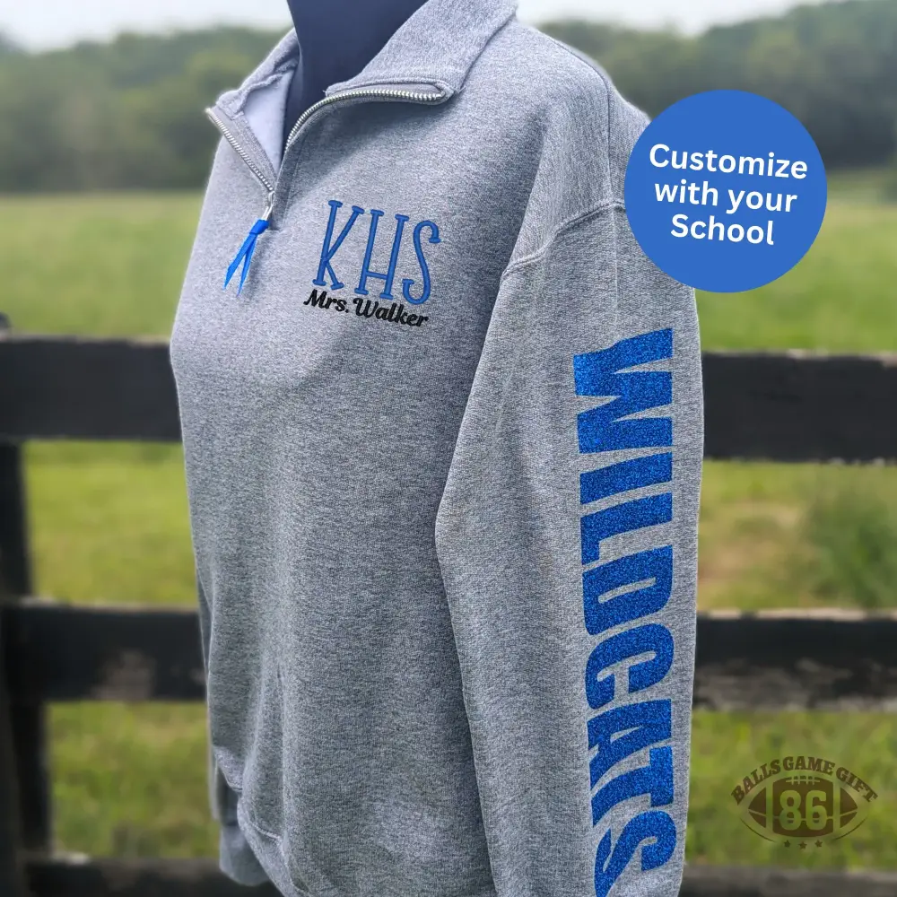 [Copy]Custom Vintage Warriors Color Block Embroidery Quarter Zip Sweatshirt