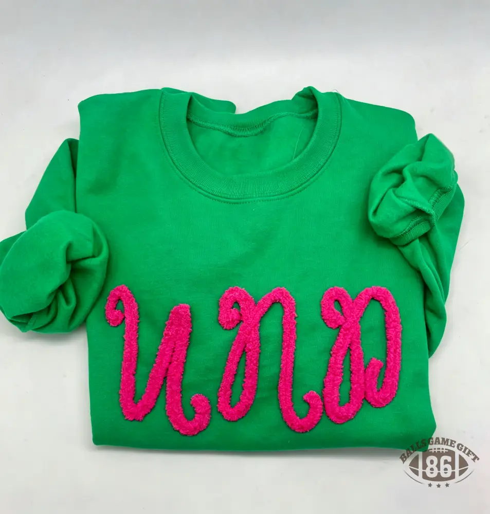 Custom Script Chenille Personalized Mascot Crewneck School Spirit Game Day Sweatshirt