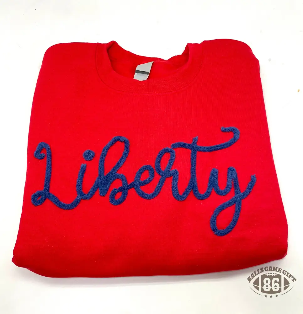 Custom Script Chenille Personalized Mascot Crewneck School Spirit Game Day Sweatshirt