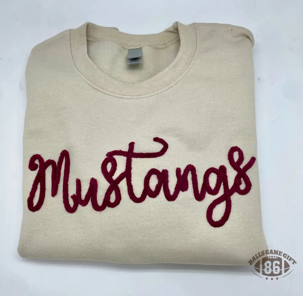 Custom Script Chenille Personalized Mascot Crewneck School Spirit Game Day Sweatshirt