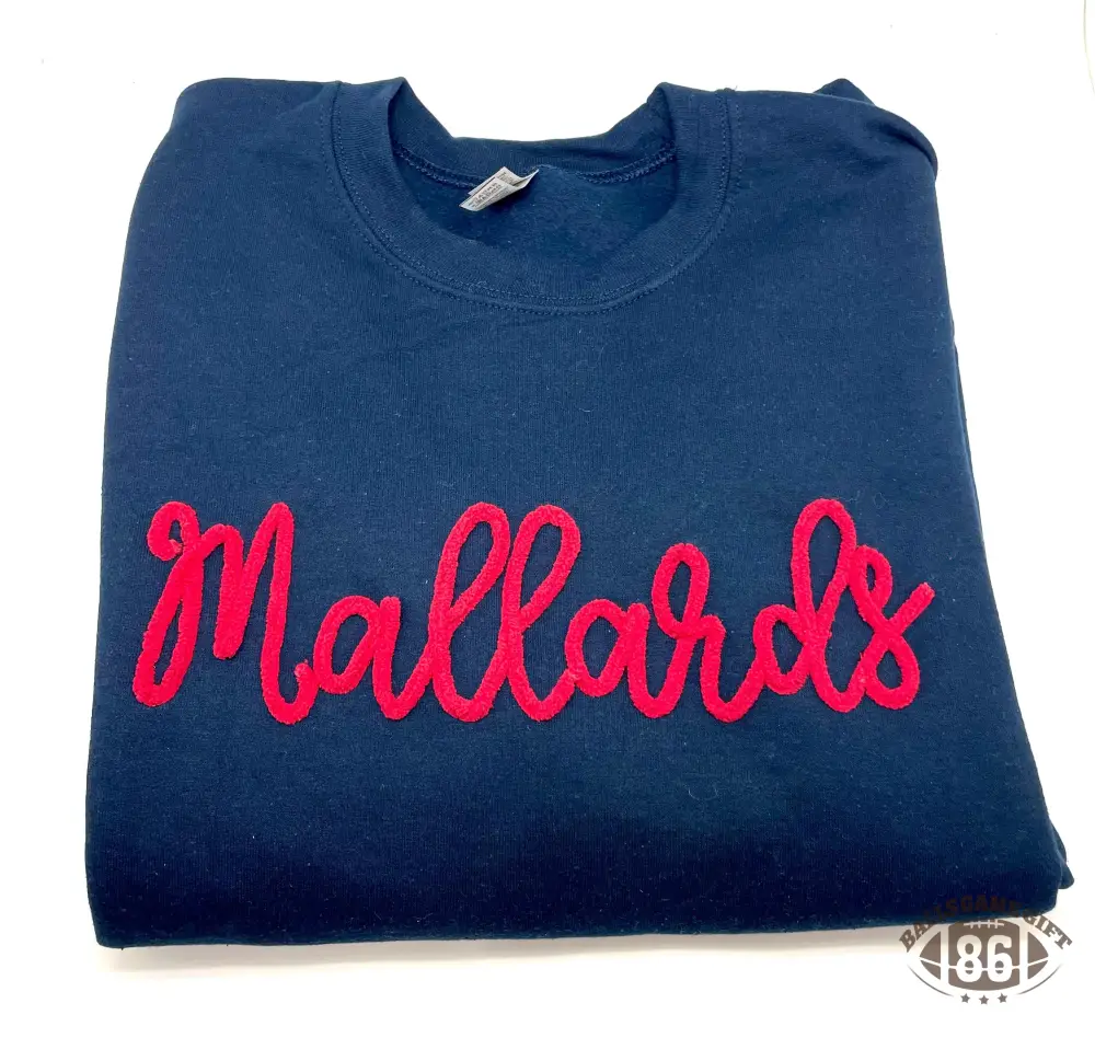 Custom Script Chenille Personalized Mascot Crewneck School Spirit Game Day Sweatshirt