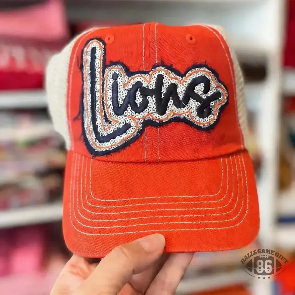 Custom Sequin Applique Script Team or School Name Cap Embroidery Sport Hat