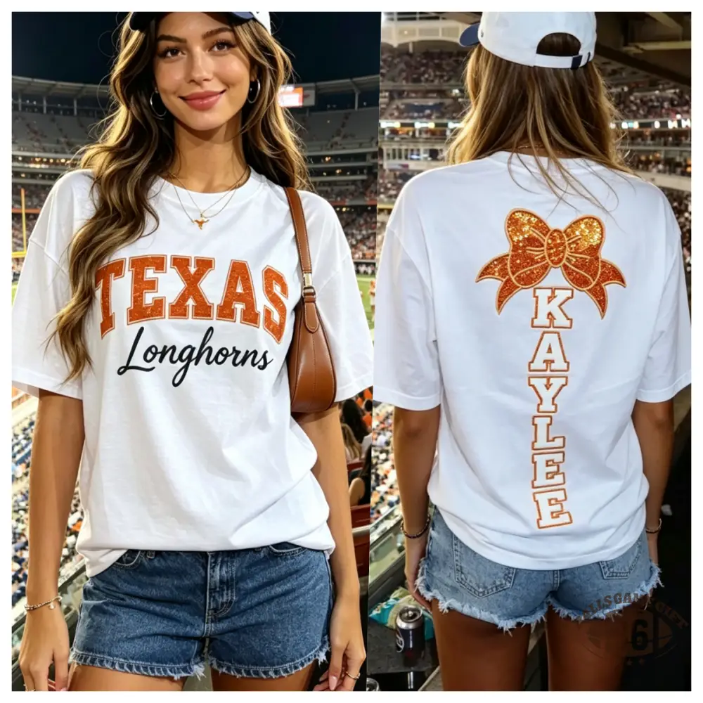 Custom Sequin Cheer Bow T-Shirt with Back Name Cheer Team Spirit Game Day Top