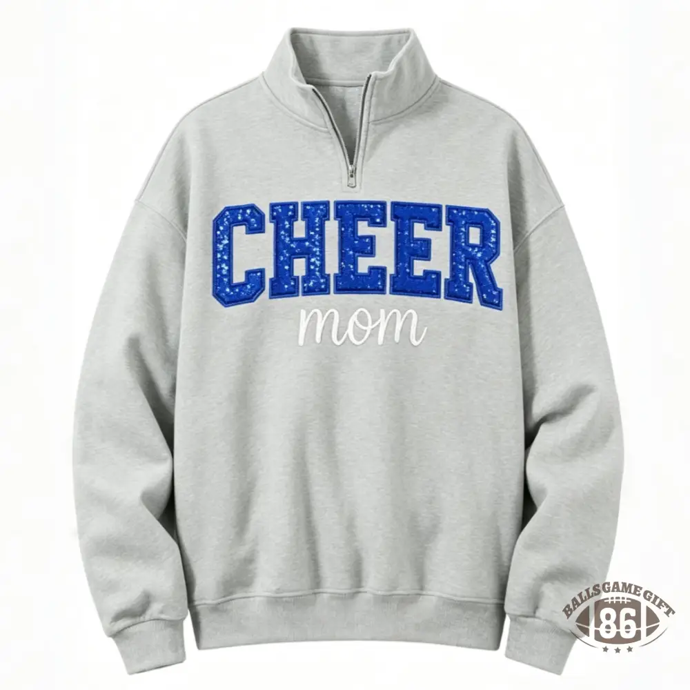 Custom Sequin Cheer Mom Quarter Zip Sweatshirt With Kids’ Names And Bow Pullover