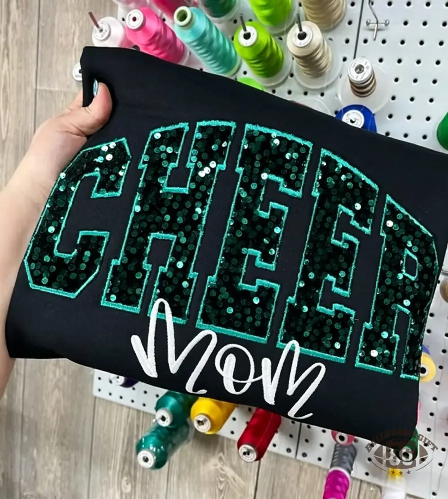 Custom Sequin Cheer Mom Sweatshirt | Sparkly Cheer Mama Crewneck